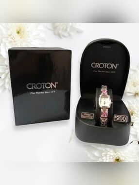 Croton Ladies Watch w/Pink Crystal Stones